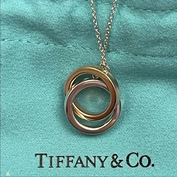 ❤️SOLD❤️✨HP✨TIFFANY & Co 925 SS & Rubedo Metal 1837 Circles Necklace 16” - Picture 8 of 12